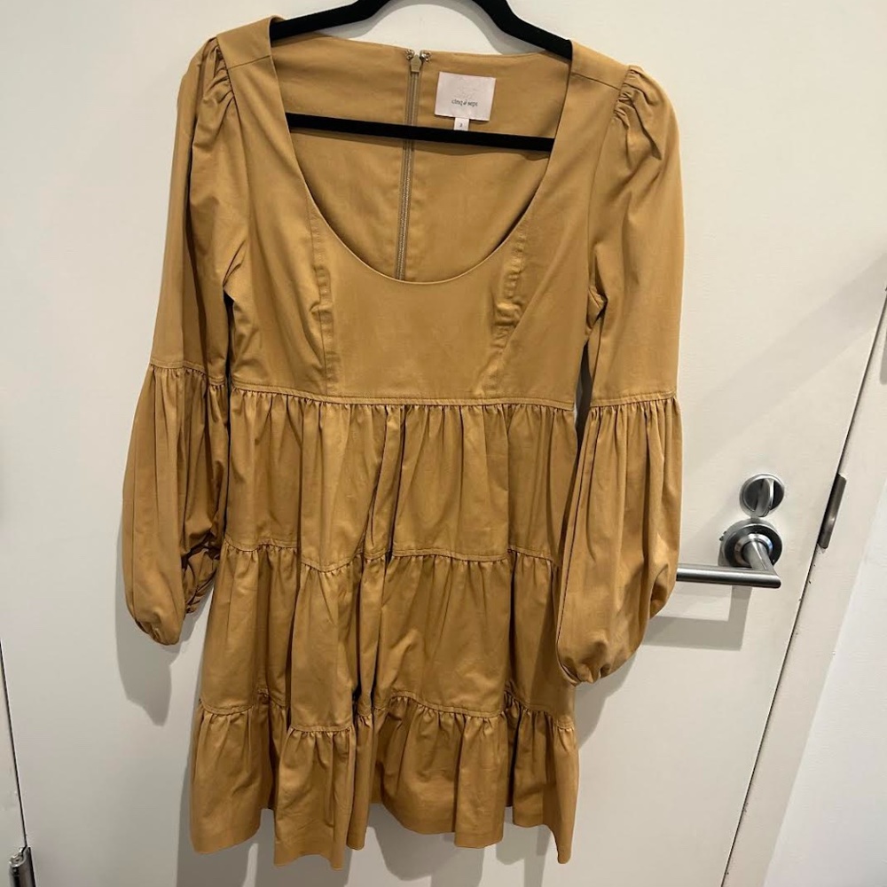 Cinq à Sept Yellow Ruffle Dress (Size 2)